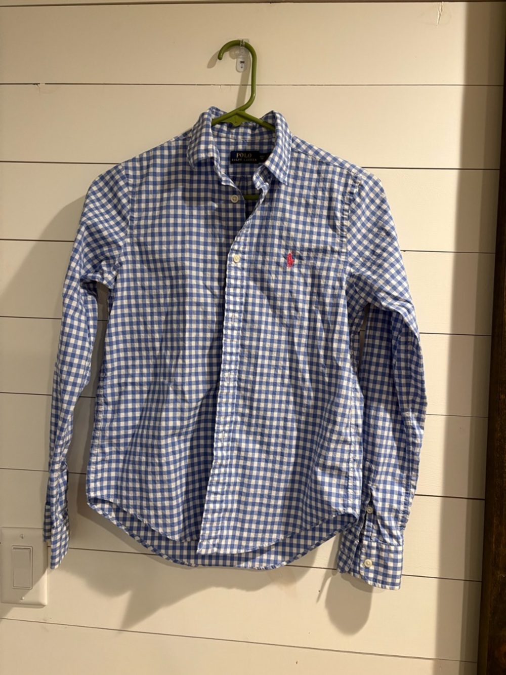 Ralph Lauren Blue and White Gingham Button-Down Shirt